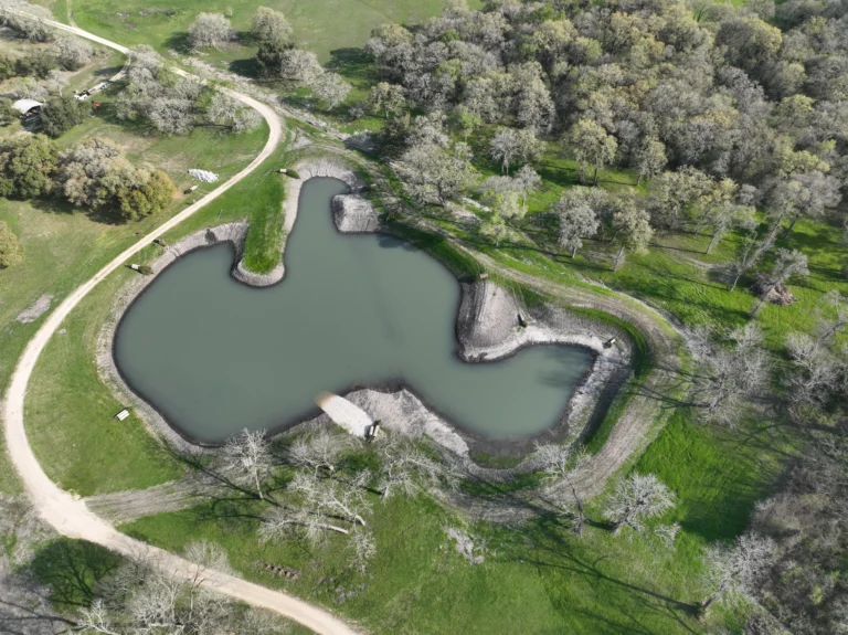 Drainage pond half full.